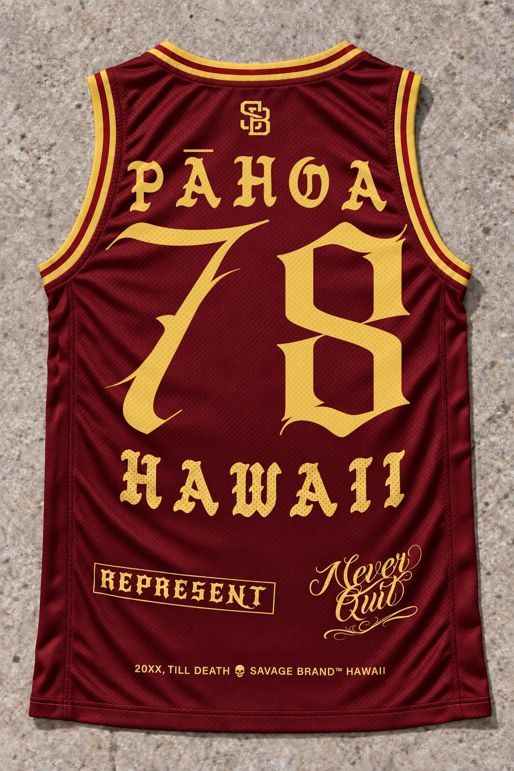 Pahoa 78 Jersey Tank Red & Gold - Back