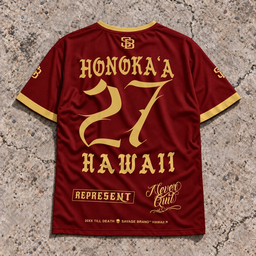 Honokaa 27 Short-Sleeve Jersey Red & Gold - Back