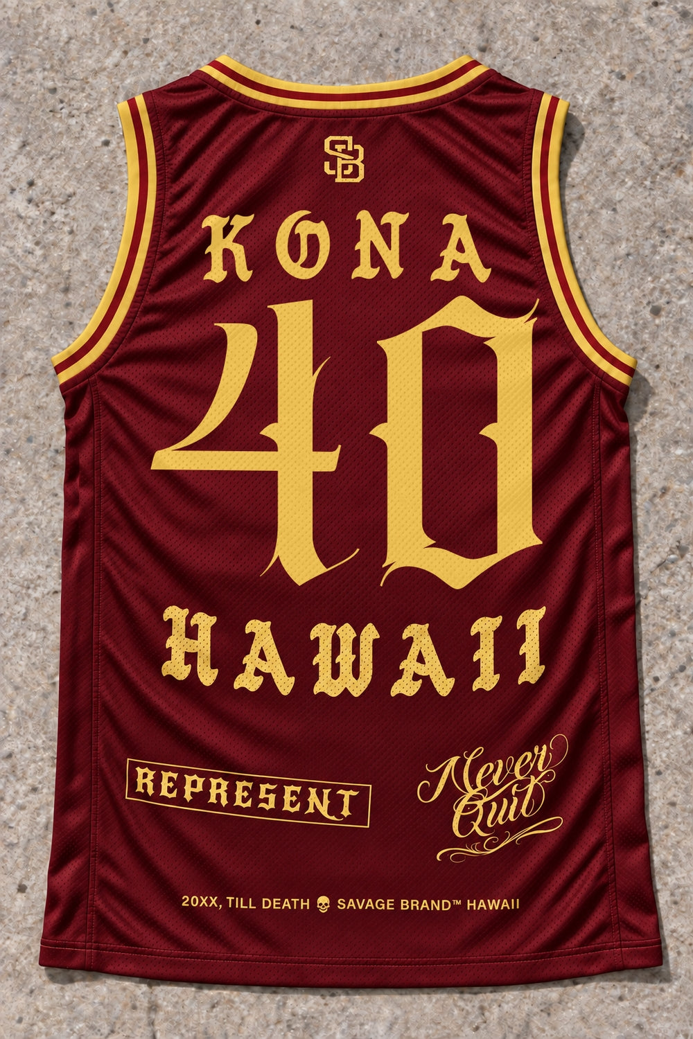 Kona 40 Jersey Tank Red & Gold - Back