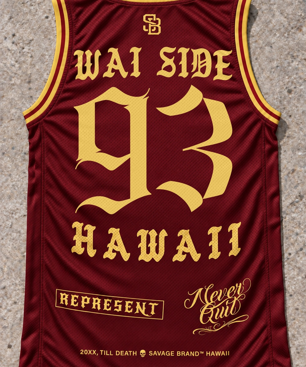 Wai Side 93 Jersey Tank Red & Gold - Back