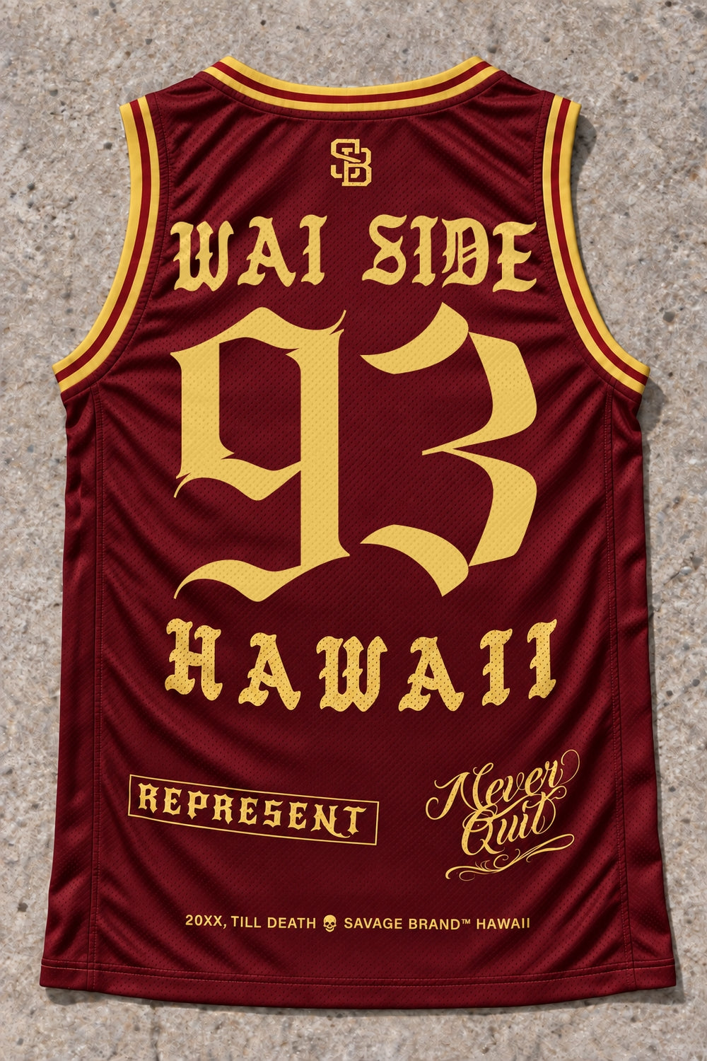 Wai Side 93 Jersey Tank Red & Gold - Back