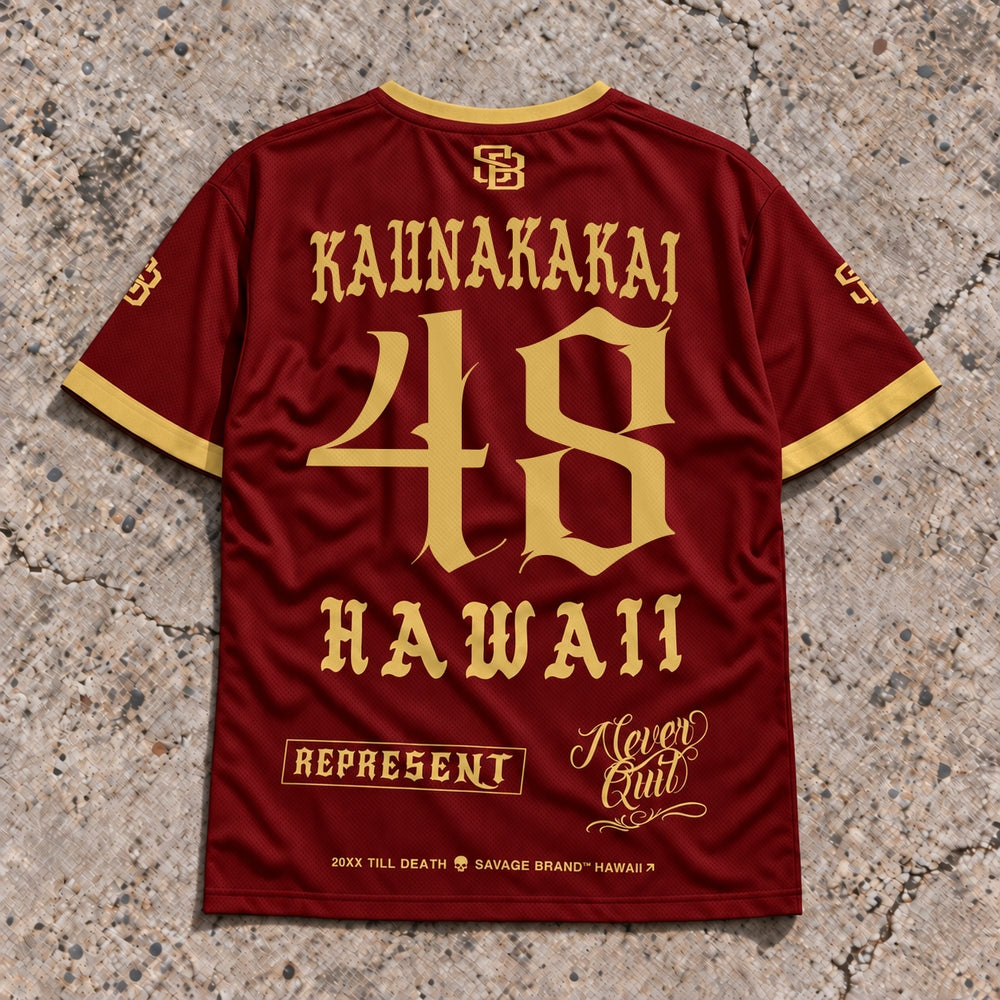 Kaunakakai 48 Short-Sleeve Jersey Red & Gold - Back