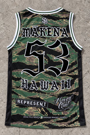 Mākena 53 Jersey Tank — Camo — back view
