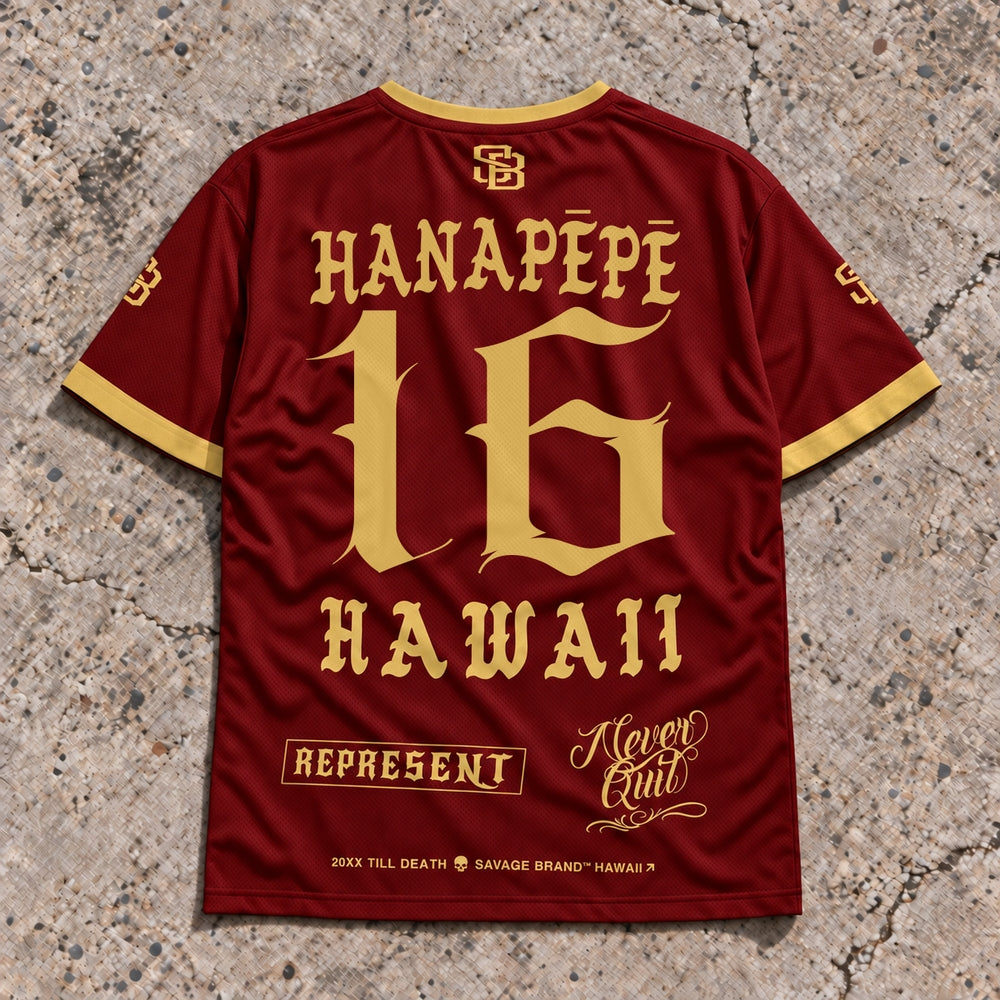 Hanapepe 16 Short-Sleeve Jersey Red & Gold - Back