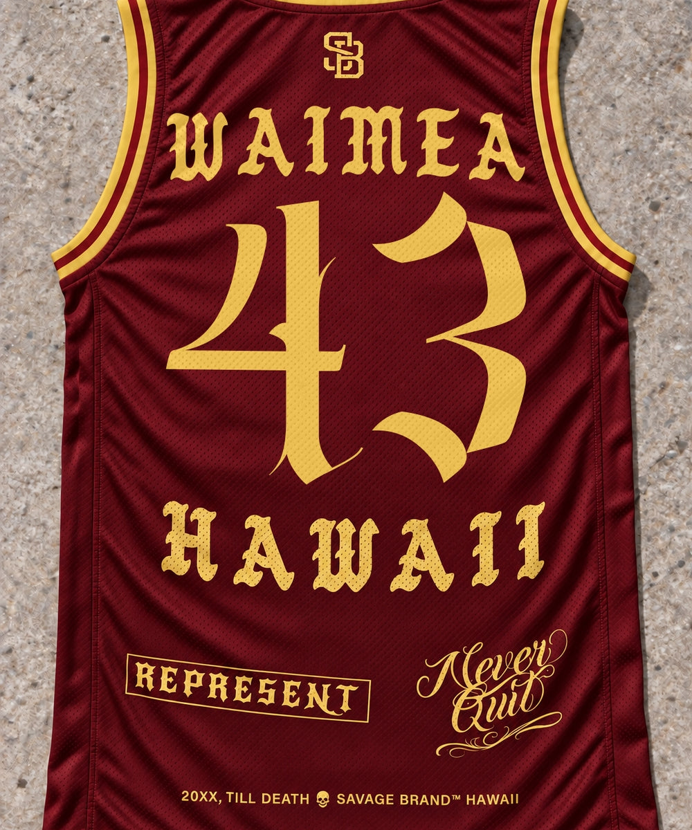 Waimea 43 Jersey Tank Red & Gold - Back