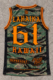 Lahaina 61 Jersey Tank — Camo Orange — Back flat lay
