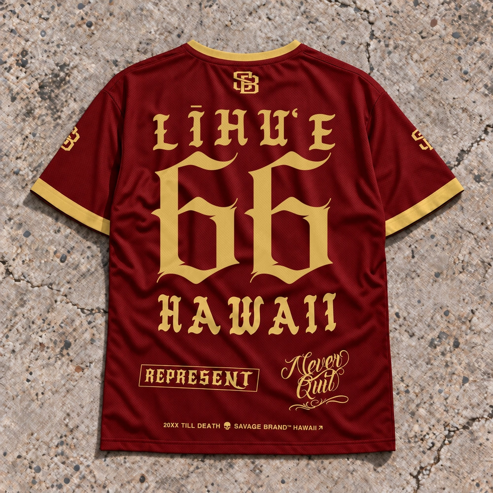 Lihue 66 Short-Sleeve Jersey Red & Gold - Back