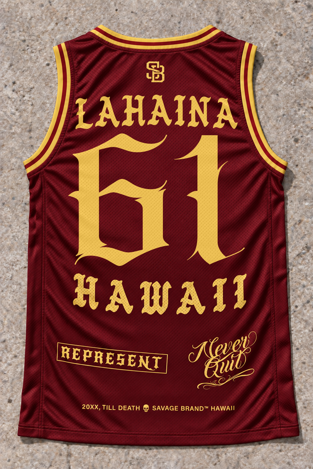 Lahaina 61 Jersey Tank — Red & Gold